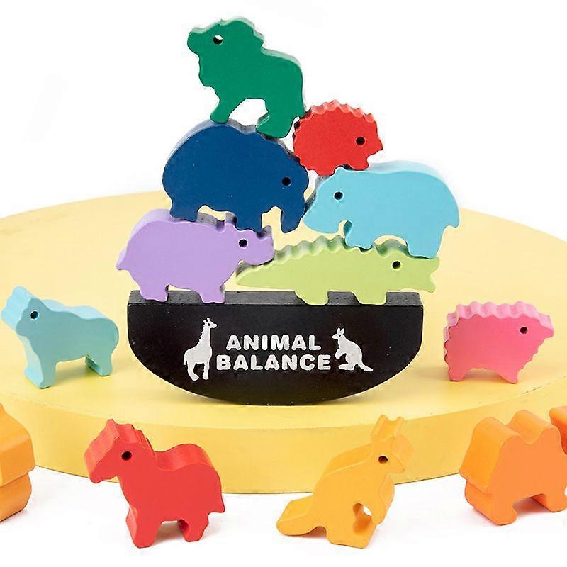 Animal balancing game for children, wooden cube, balancing movement skills