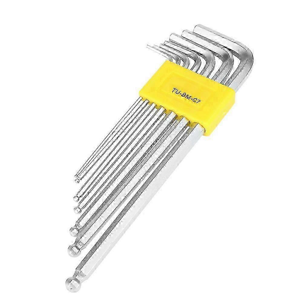 7PCS Extended Ball End Hex Key L-Wrench Set Professional Repairing Kit Hand Tool