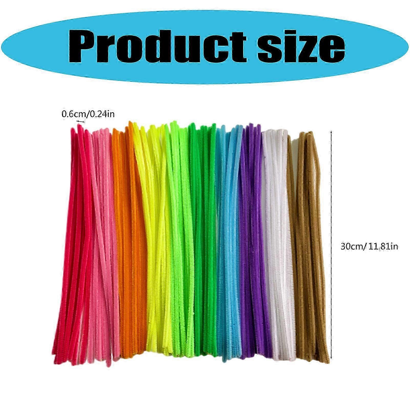 100 buc Curățători de țevi moi Chenile Tulpini Bend Stick Fuzzy Wire Stick Colorat Fuzzy Stick pentru Craft Classroom Macaron 6 culori