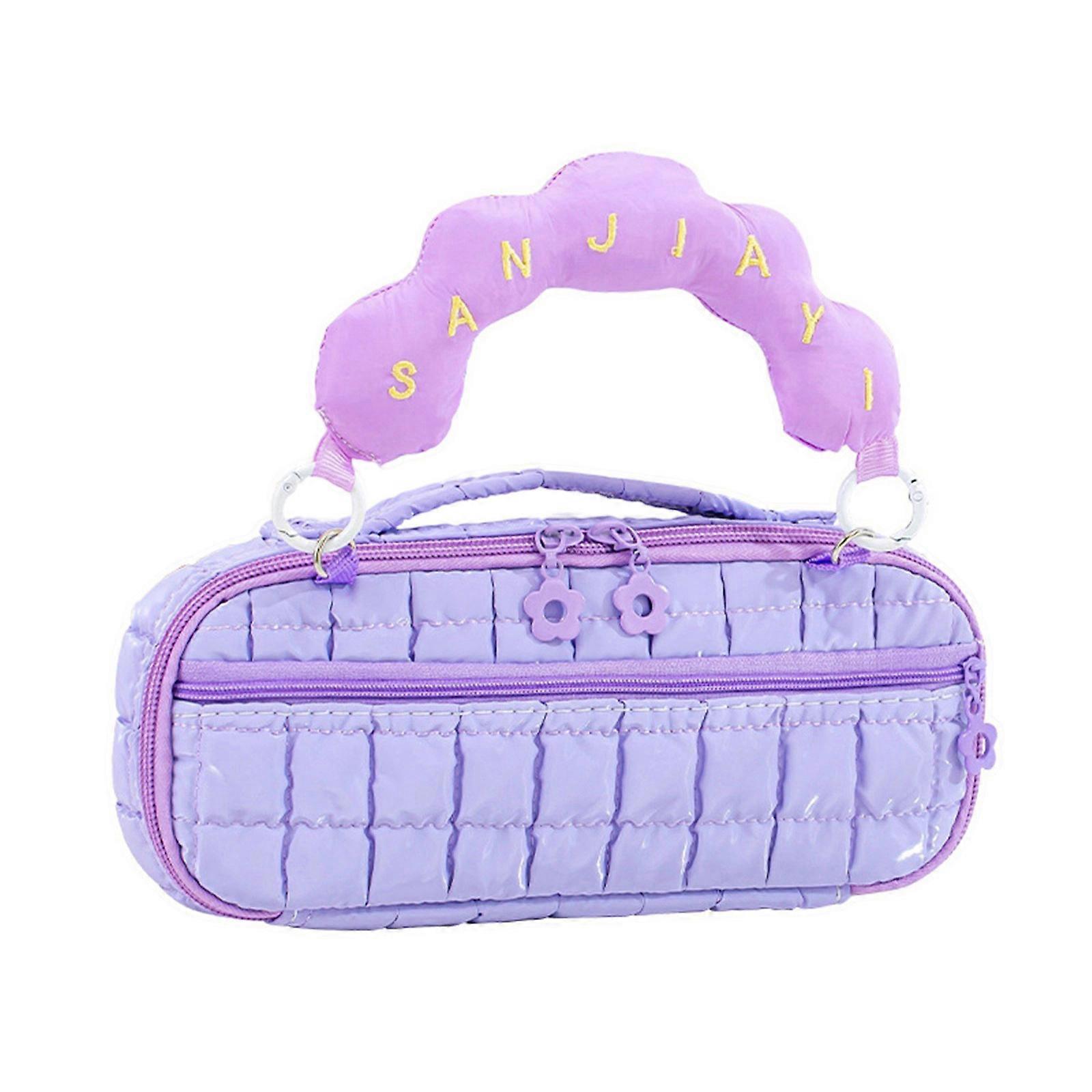 Lovely Cloud Shaped Pen Organizer Portable Handle Spacious Compartment  Purple