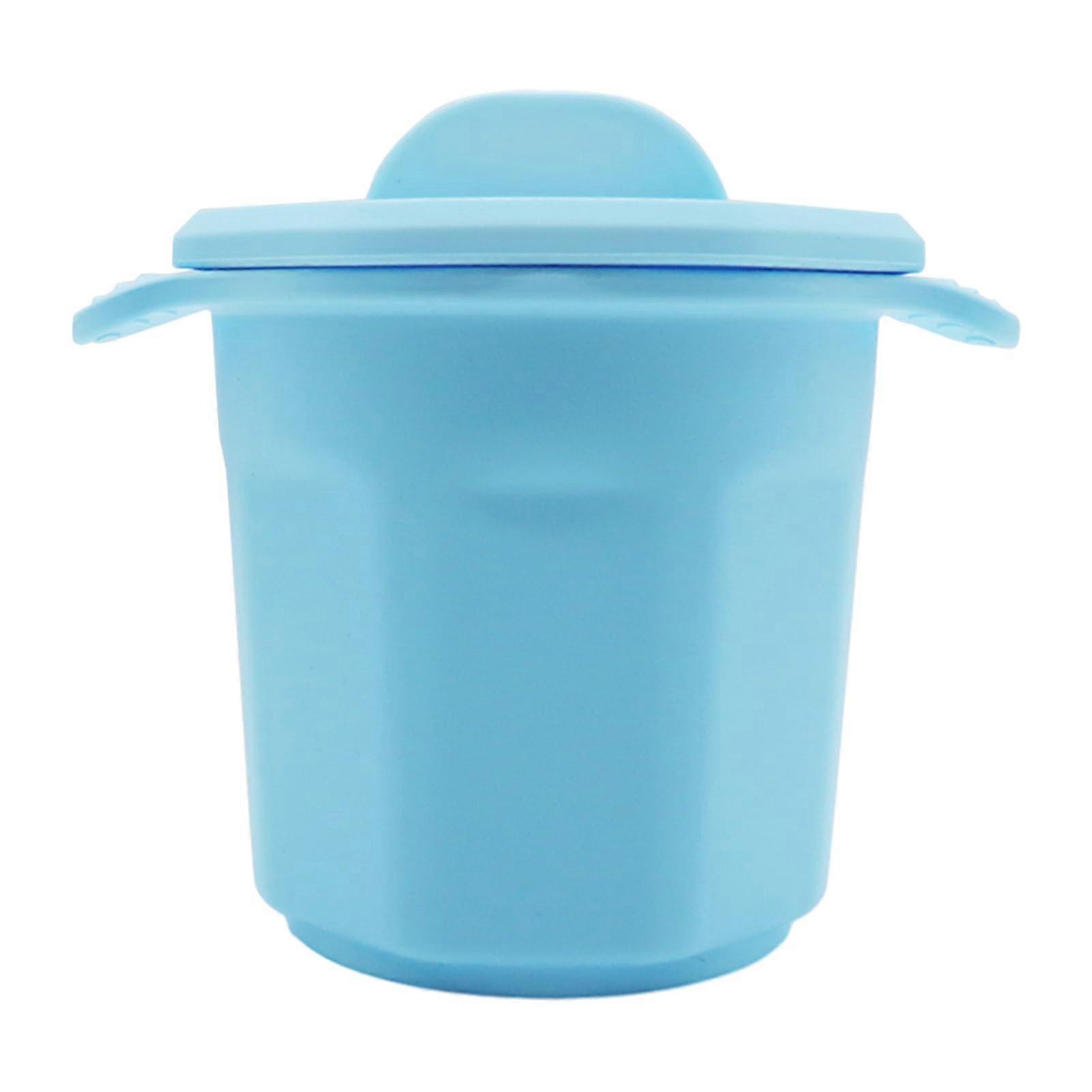 Silicone Grease Container For Kitchen, Grease Tray With Handle, Lid And Strainer, Portable Oil Saver, Washable Blue