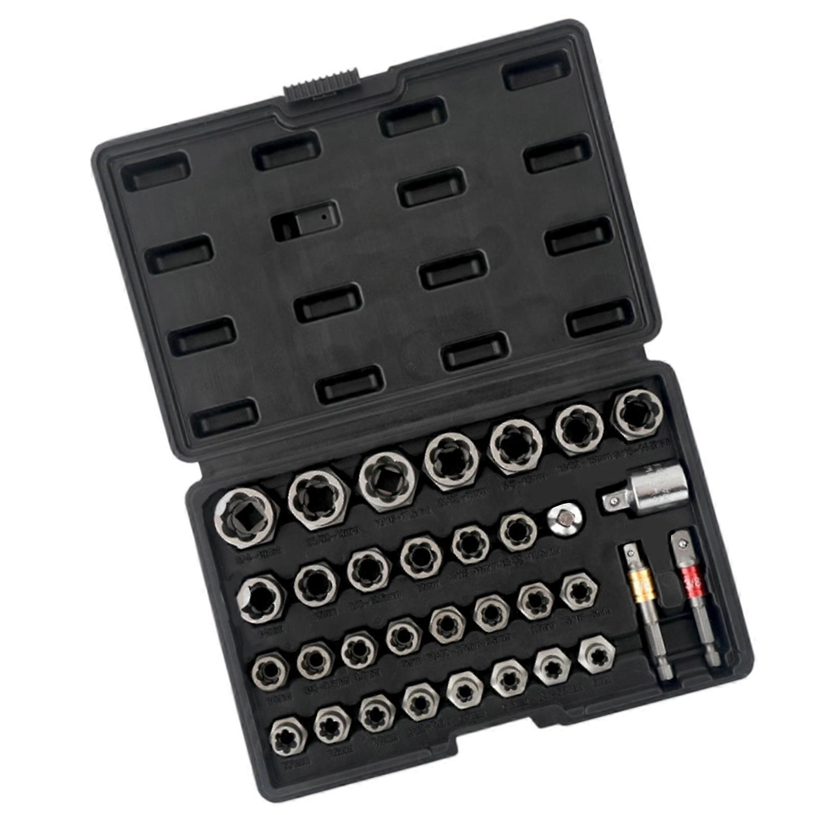 Damaged Bolt Removers Kit Heavy Duty Chromium Alloy Corrosion Proof Reverse Thread Socket Compact Size For Automotive Repair Multicolor