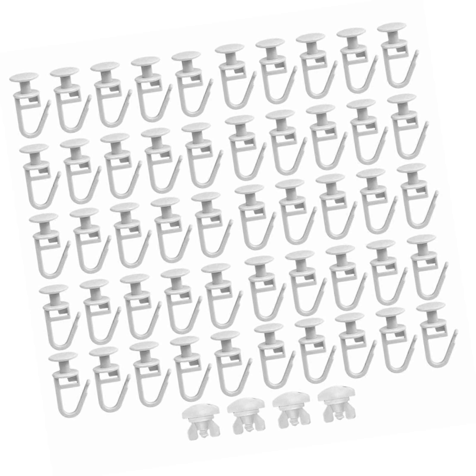 Curtain Installation Set 50Pcs White Cutain Track Slides Gliders with Folding Hook and 4Pcs Curtain Track End Stoppers Multicolor