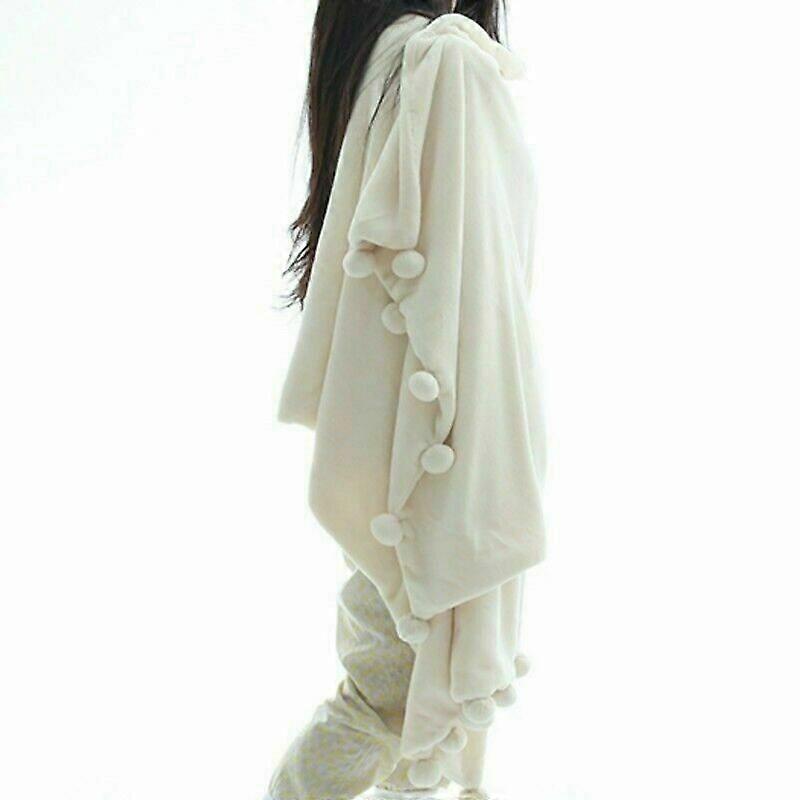 Faux Mink Fur Fleece Blanket Pom Pom Double Layer Sofa Bed Couch Throw Warm NR9