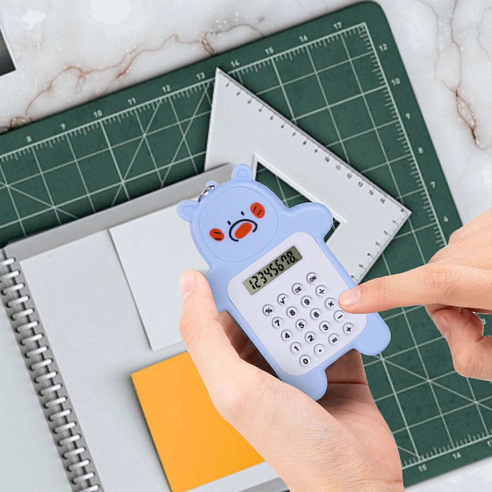 YiFudd Cute Bear Calculator, Basic Button Battery Powered, Handheld Calculator Schools And Children Can Choose , Yellow, Blue, Cyan And Brown.