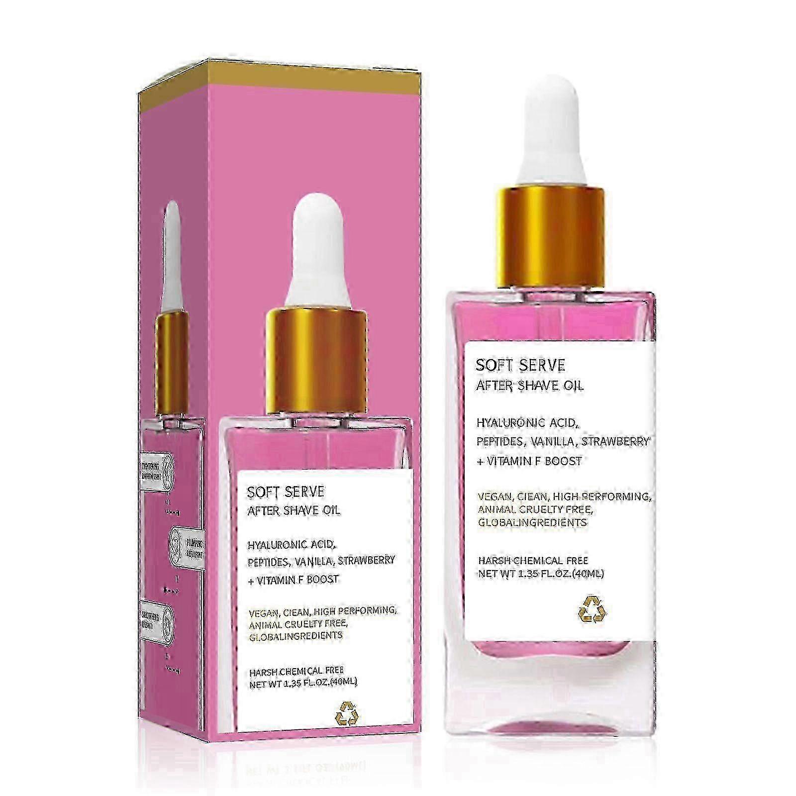 Strawberry Vanilla After Shave Oil for Smooth Skin, Soft Serve After Shave Oil, Deeply Hydrating, Prevent Ingrown Hairs & Dryness