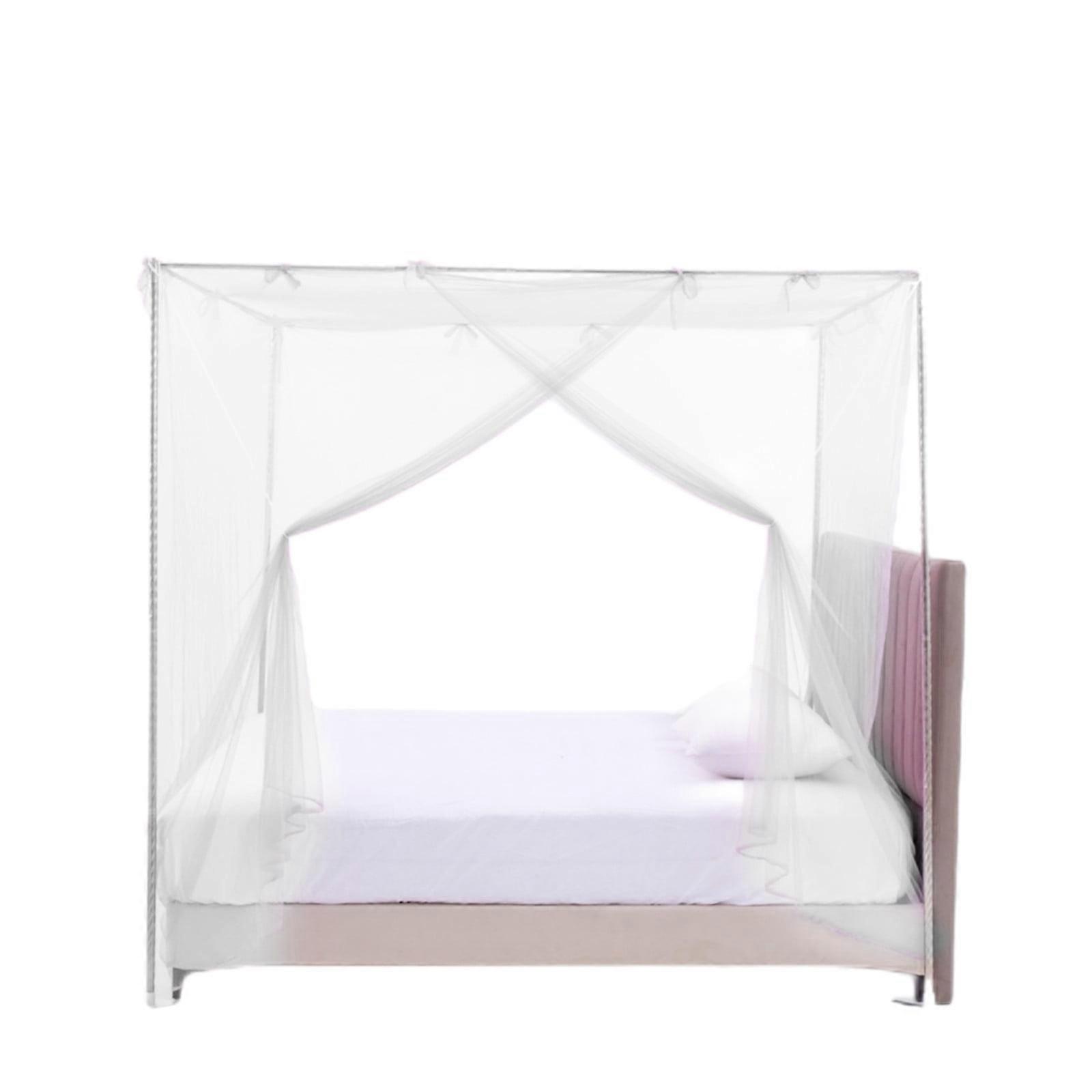 Kafsov Bed Mosquito Net Bedroom Decorative Single Side Opening Canopy Net Curtains White
