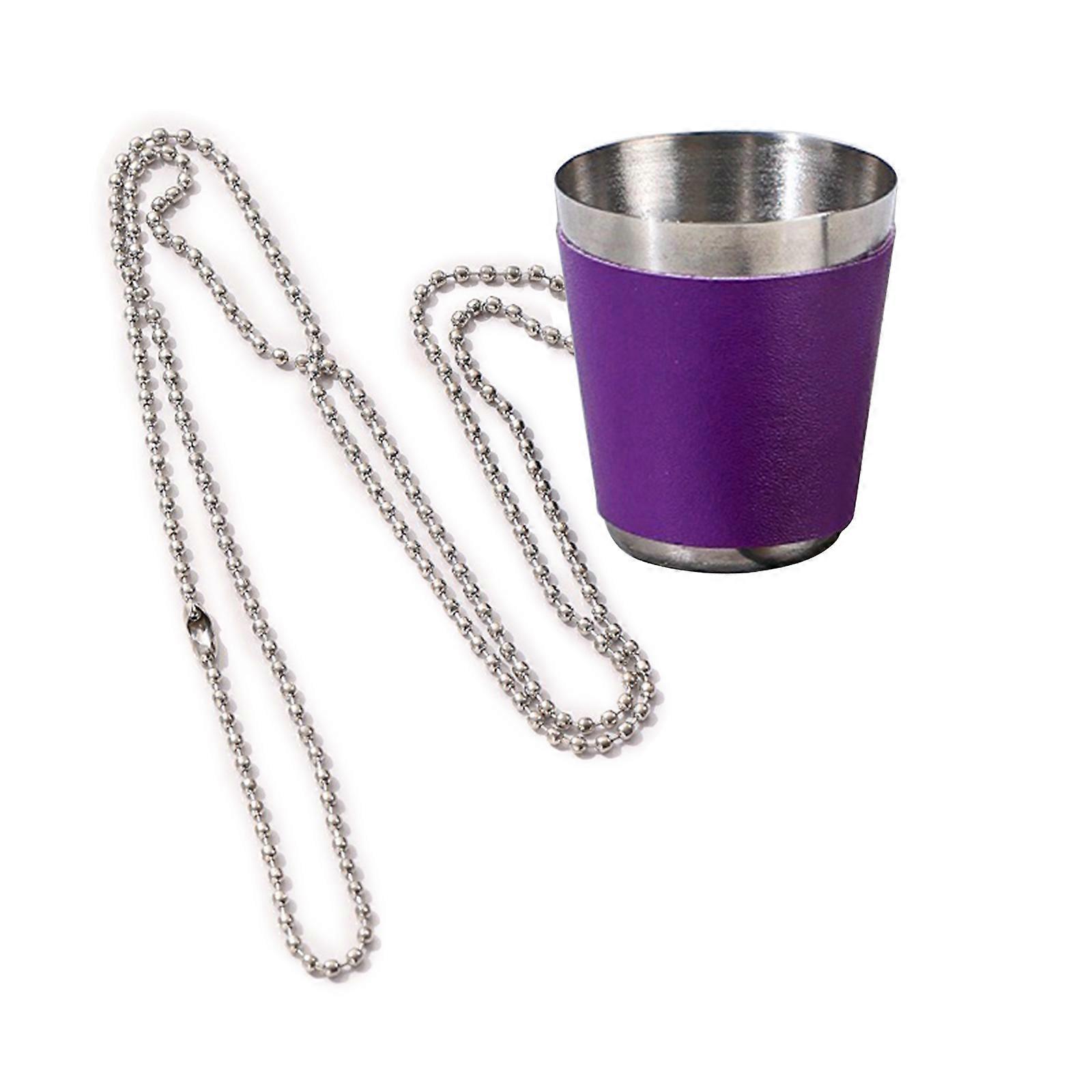 Stylish Practical 30ml Shot Glasses with Chain Stainless Steel Shot Glasses with Chain 30ml Capacity for Entertaining  Purple