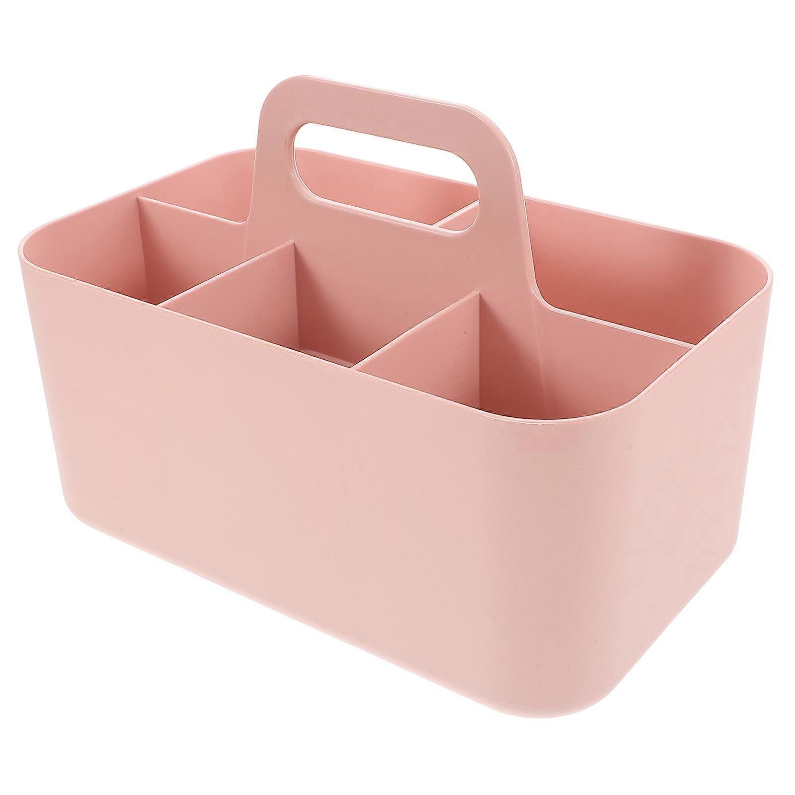 Makeup With Handle Multi-Functional Organizer For Students In Pink Desktop Organization 1Set