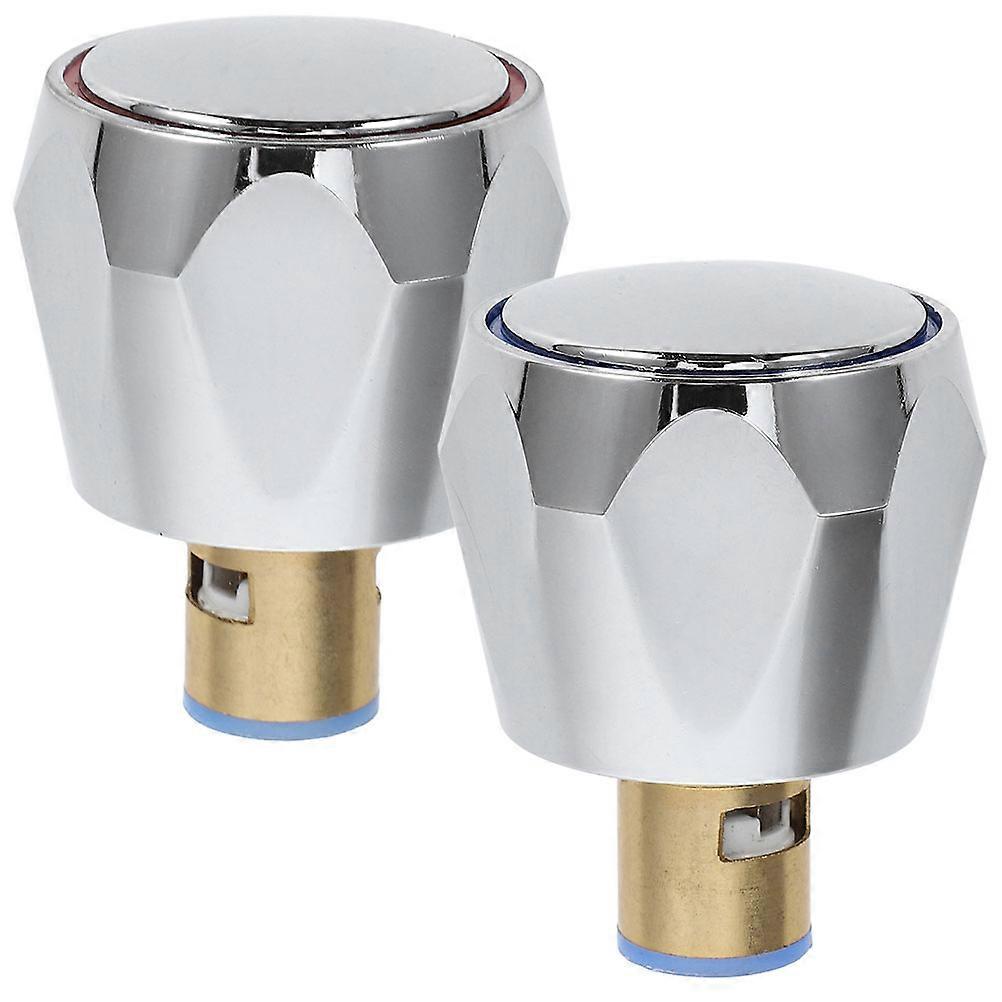 Brass Faucet Handle Replacement Set For Easy Water Flow Control In Bathroom And Kitchen 2 Set Silver Color Durable Material