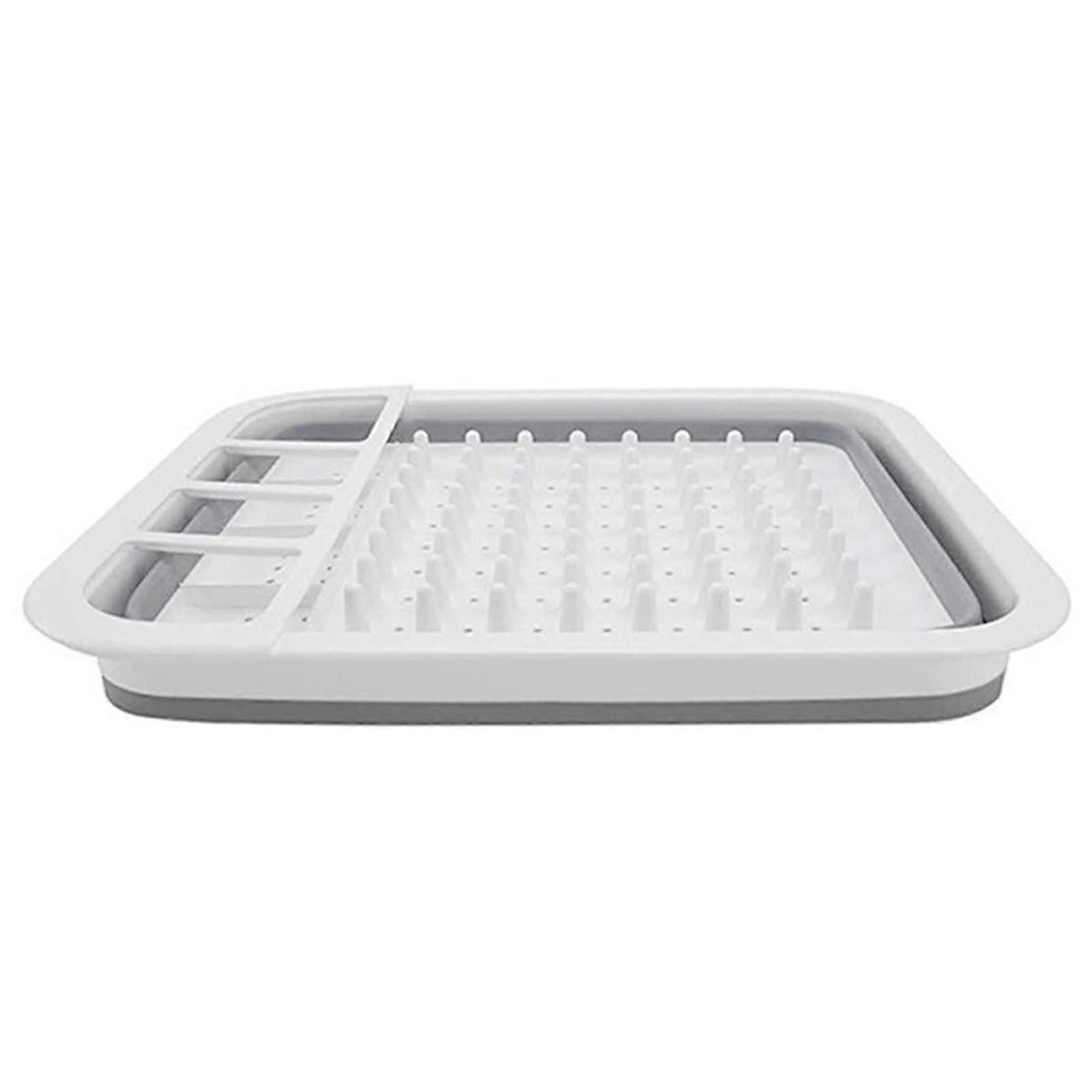 Collapsible Dish Drying Rack for Kitchen Counter and RV, Foldable SpaceSaving Organizer with Drainage