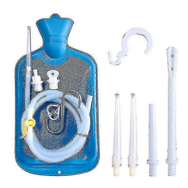 2L Enema Bag Kit with 3 Tips, 60-Inch Silicone Hose & Adjustable Flow Control for Home Use