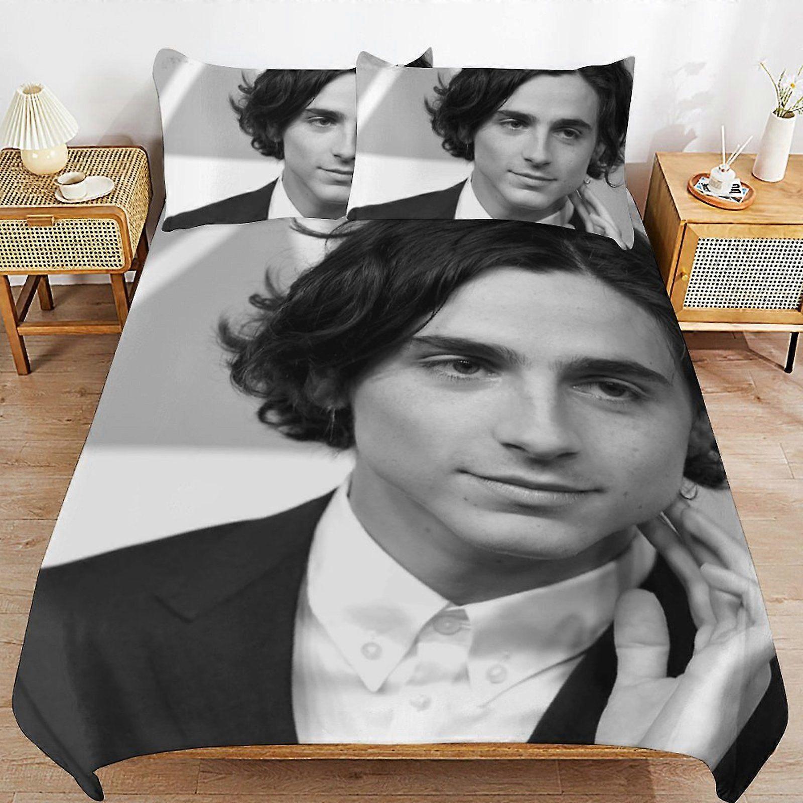 1321XB Timothe Chalamet Tissu protecteur de qualité, coupe ajustée pour un sommeil paisible, fermeture éclair pratique, ensemble de housse de couette, ensemble de nuit KL1321