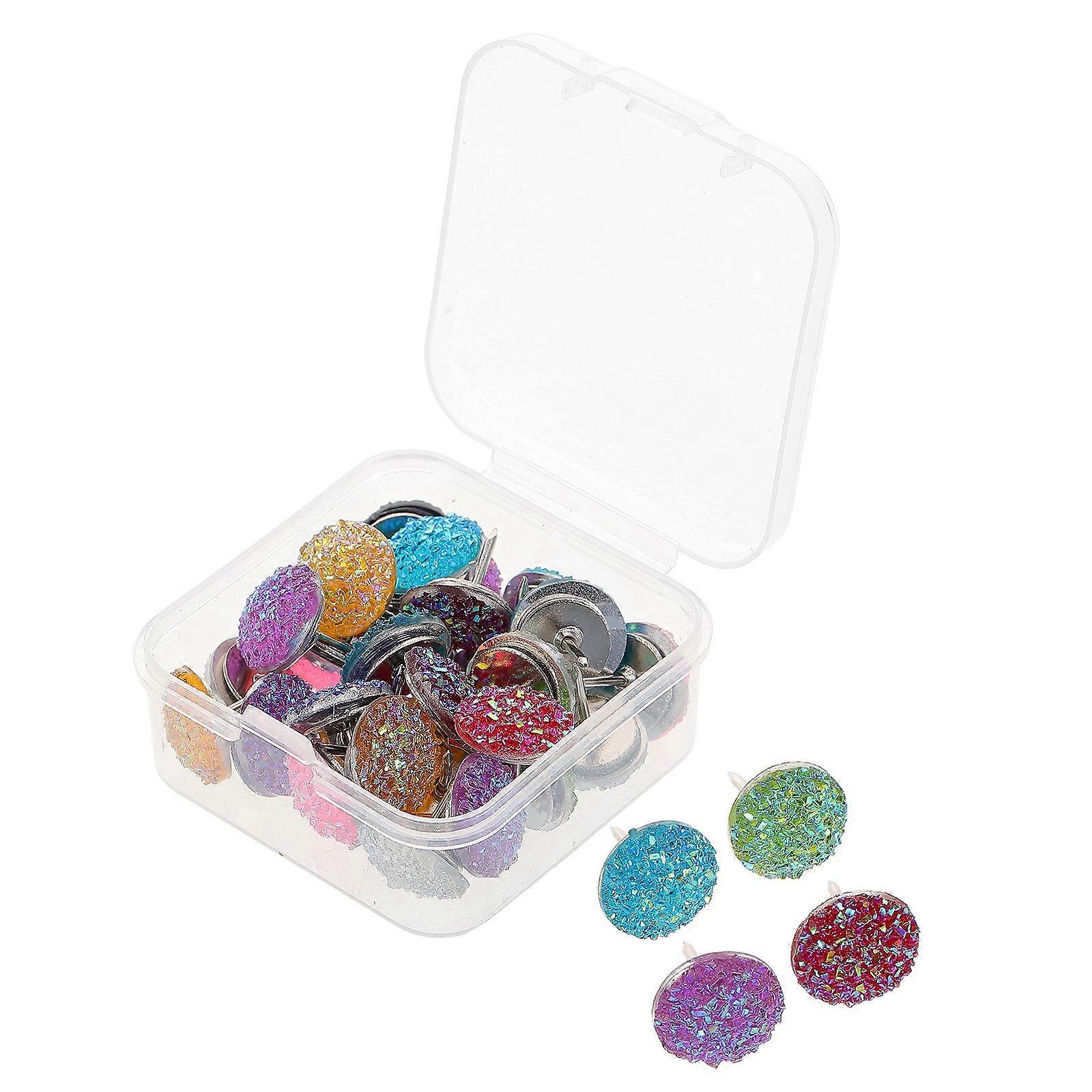 Diamond Head Push Pins for Bulletin Board Use 30Pcs Multi Color Pins