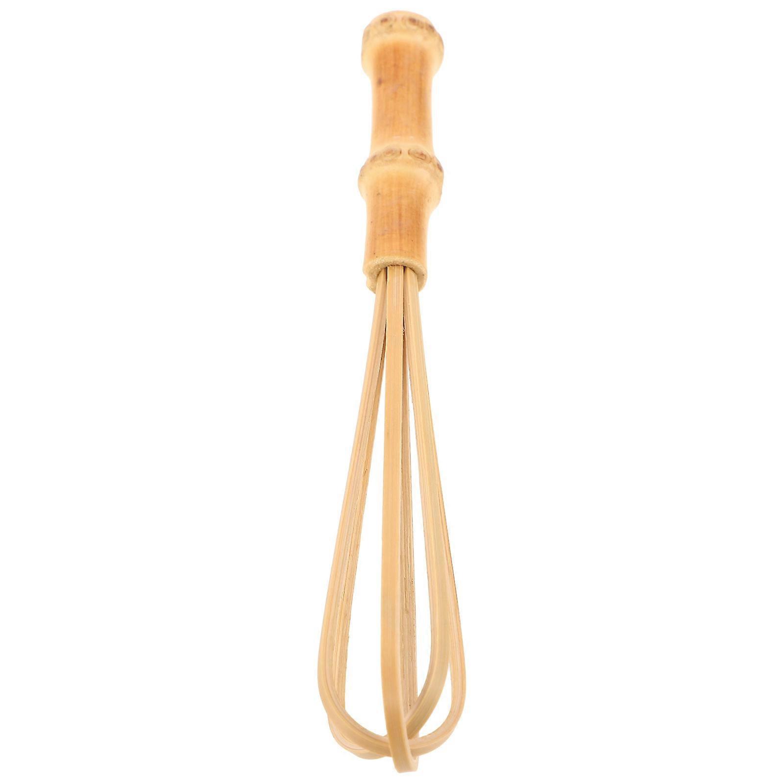 Bamboo Egg Whisk Manual Mixer Handle Whisk for Kitchen Use