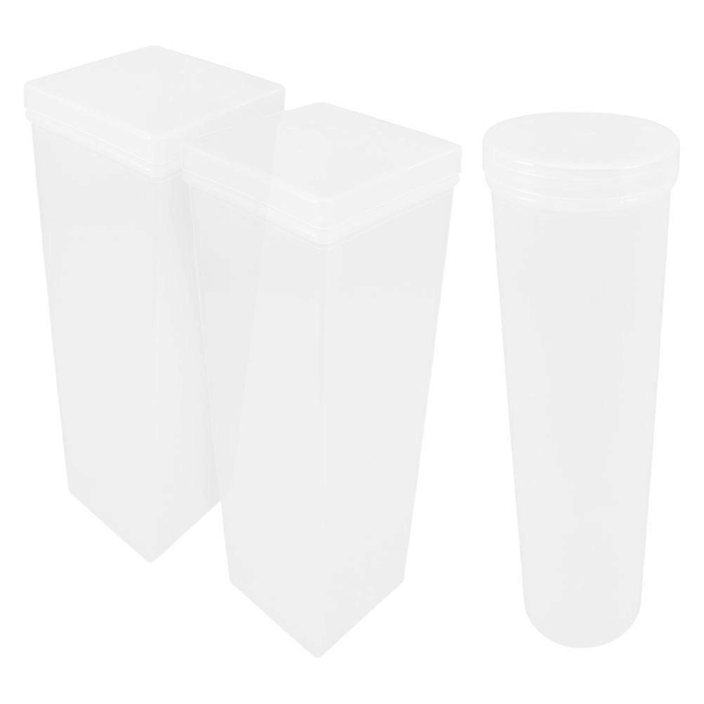 Airtight Food Storage Container 3Pcs Round And Square Cookie Keeper For Home Kitchen With Practical Design And White Color