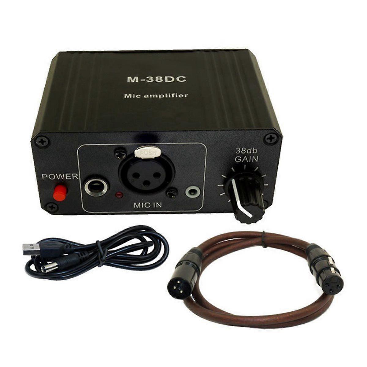 Protable Microphone Preamp 48V Phantom Power High Gain XLR Output Mic Preamplifier for Dynamic/Conde