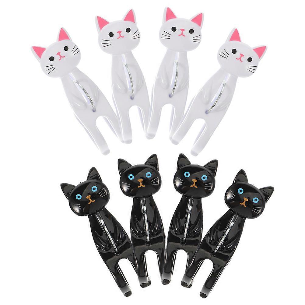 Windproof Clothes Clips Cartoon Cat Design for Laundry Care 8Pcs Set