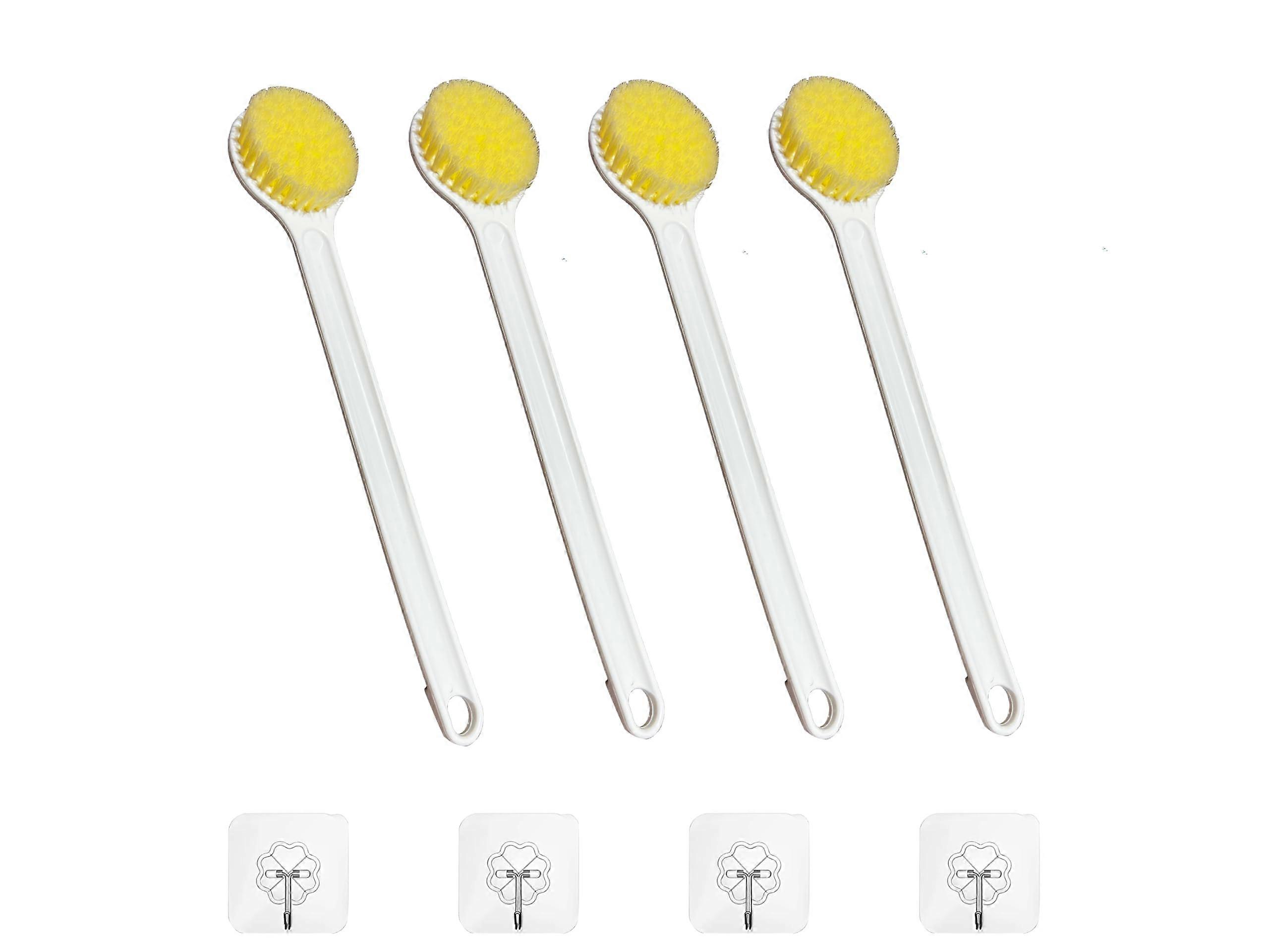 Back Scrubber with Long Handle for Shower, Deep Exfoliation Bristles, Hanging Hole, 13.3in 4Pcs