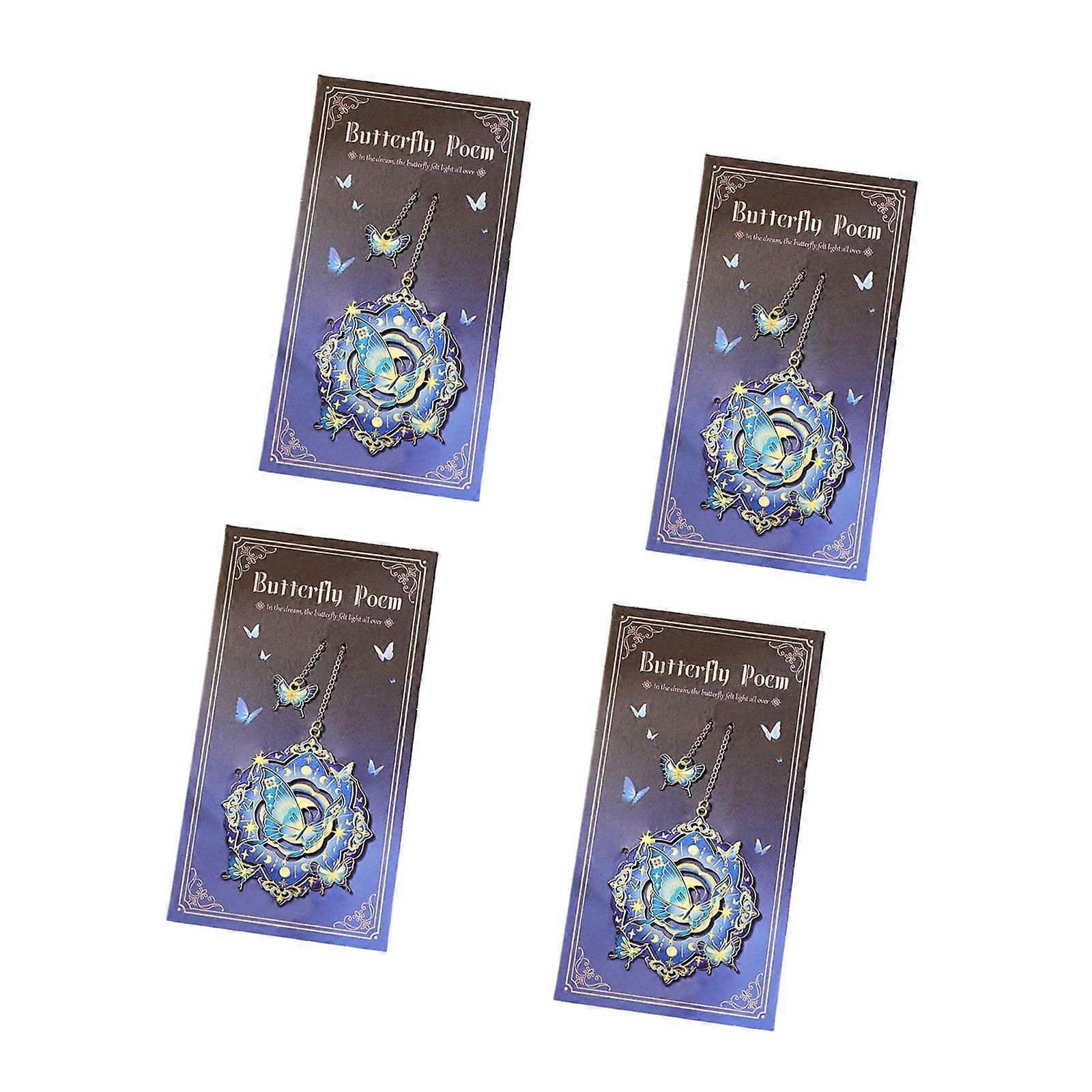 Set of 4pcs Portable Butterfly Metal Bookmarks Artistic Hollowed Detail for Books Notebooks and Daily Collection Use Multicolor