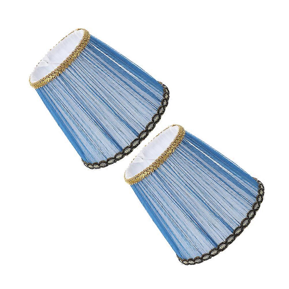 Blue Fabric Lampshade Clip on for Table Lamp 2Pcs with Warm Lighting Effect