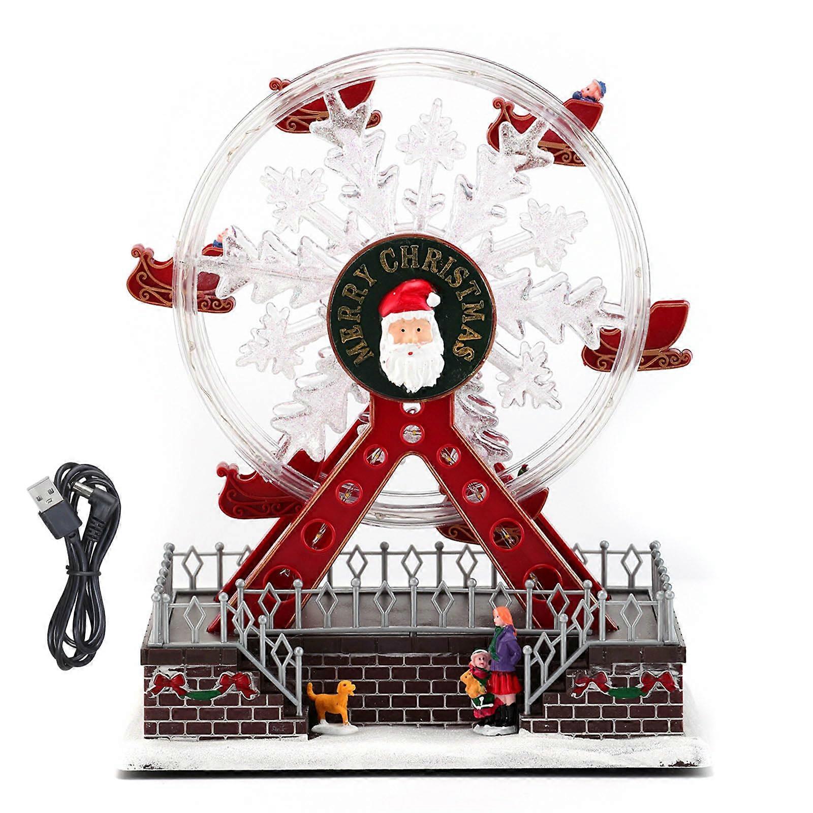 Christmas Rotating LED Light Up Music Box with USB Power and Clear Sound for Holiday Decoration