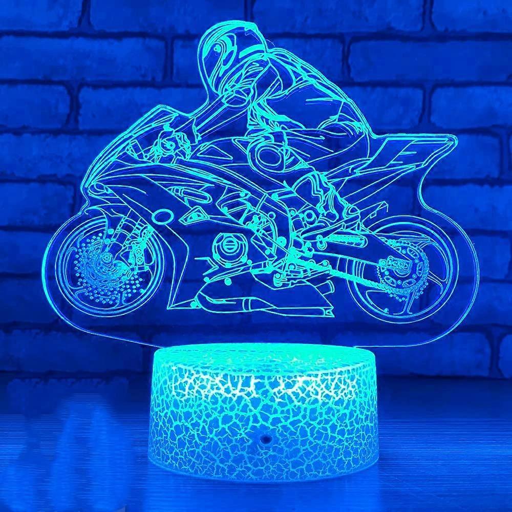 3D LED Motorcycle Night Light with Touch Control, 7 Color Changing Acrylic Optical Illusion USB Powered