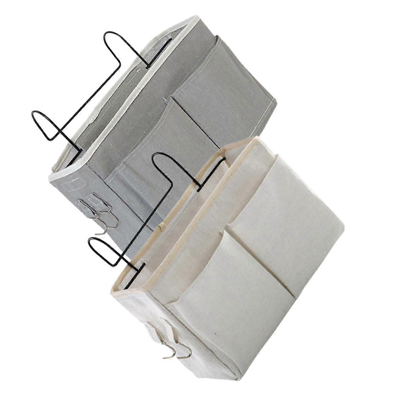 2pcs Bedside Storage Organizer with Multiple Compartments, Cotton Fabric Caddy for Dorm Room