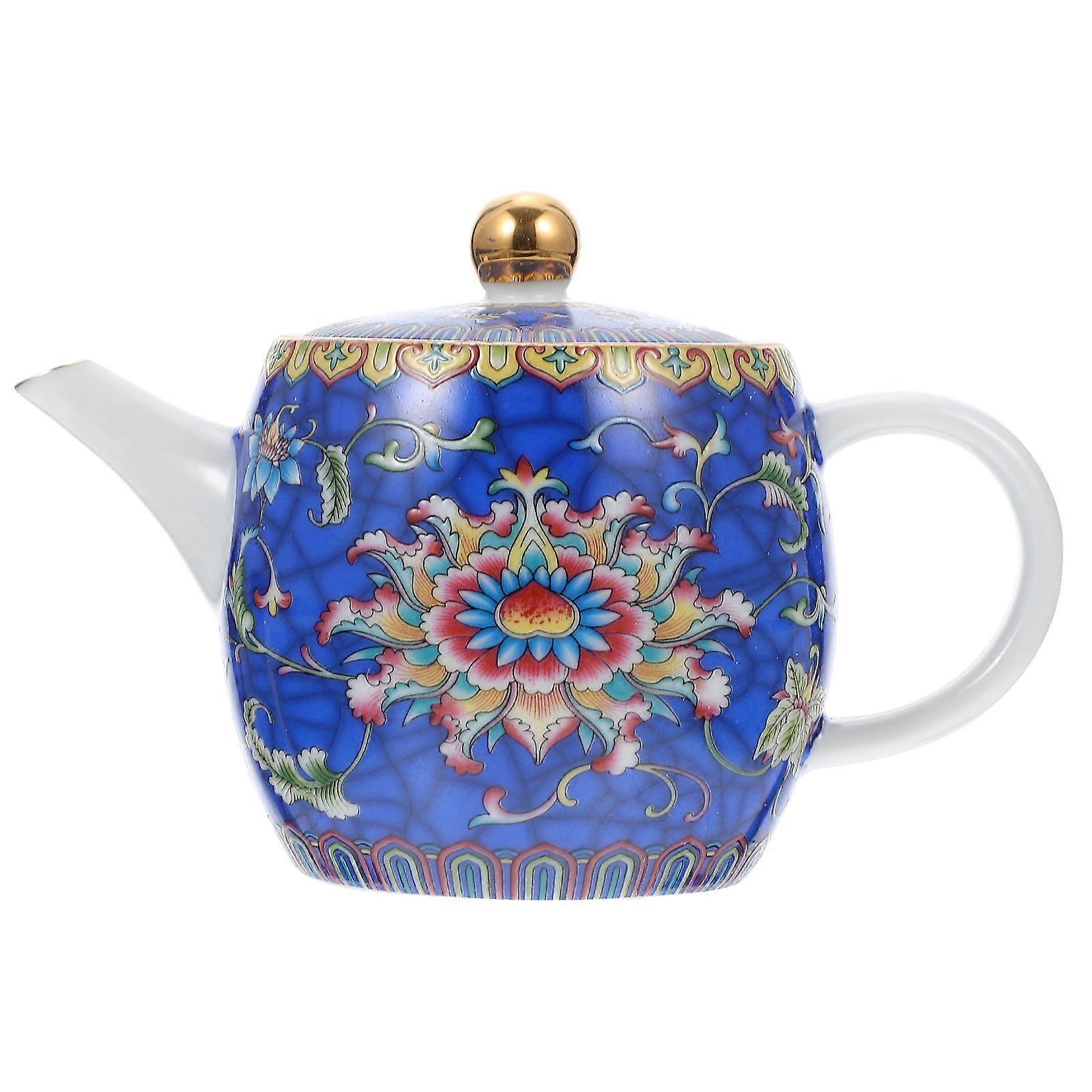 Heat Resistant Blue Ceramic Teapot for Tea Making Use