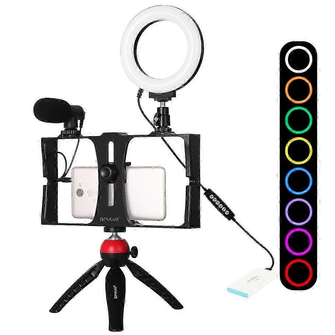 25-26 PULUZ Vlogging Rig+4.7 inch RGBW Light+Microphone+Tripod Kit