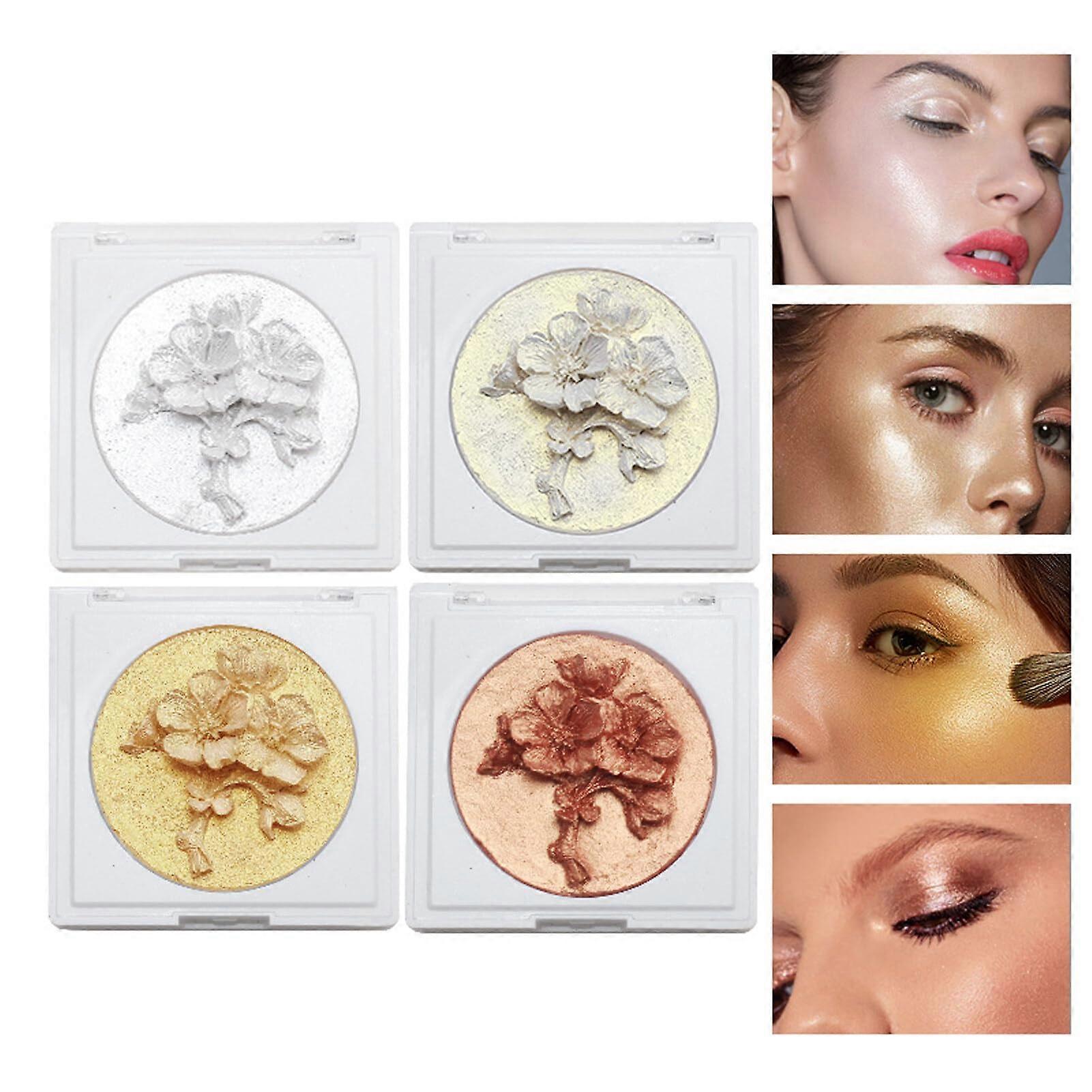4 Color Highlighter Palette with Smooth Blendable Texture, Longlasting Shimmer Face Makeup Glow