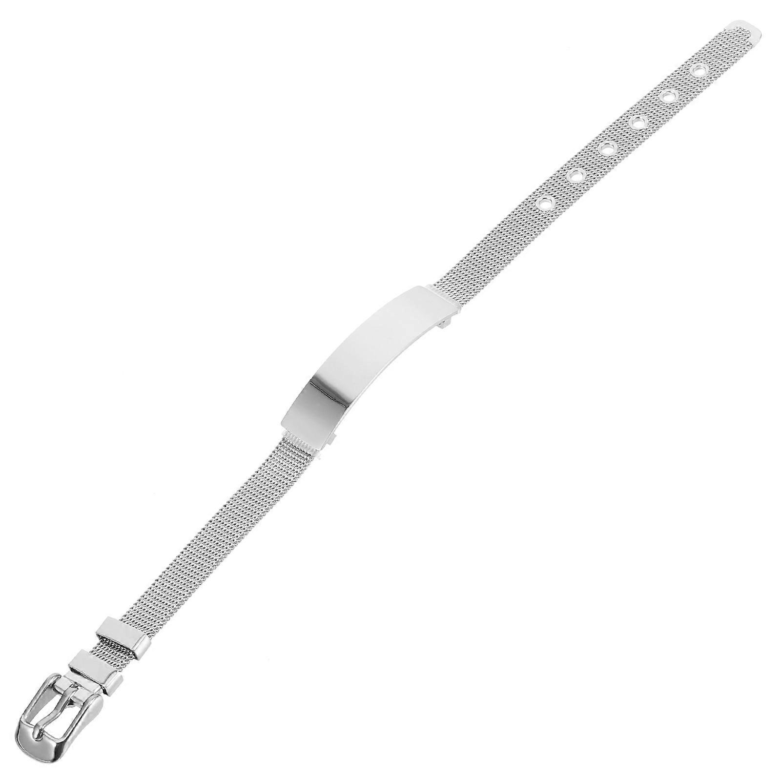 Silver Adjustable Stainless Steel Bangle for DIY Engraving Gift