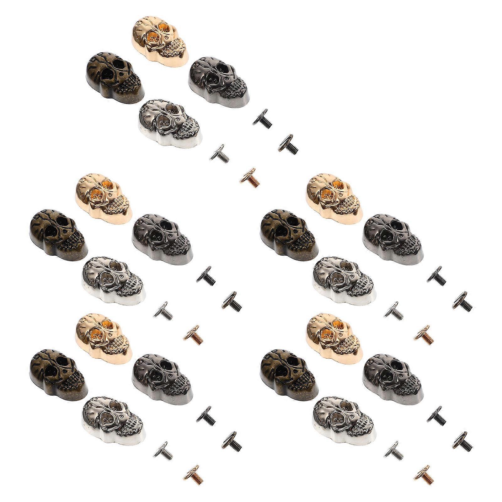 Studs For Clothing Skull Shape Anti Rust Decorative Element Silver Color 20Sets