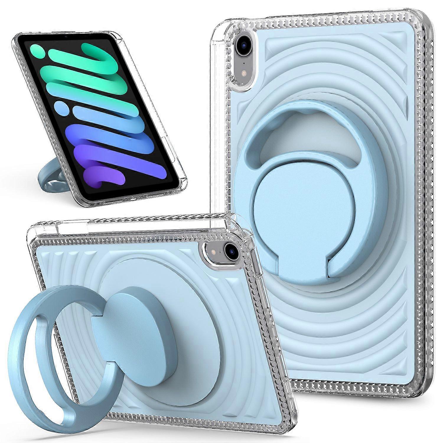 For iPad mini (2024)/(2021) Case Kickstand Wave Pattern Shockproof TPU + PC Tablet Cover