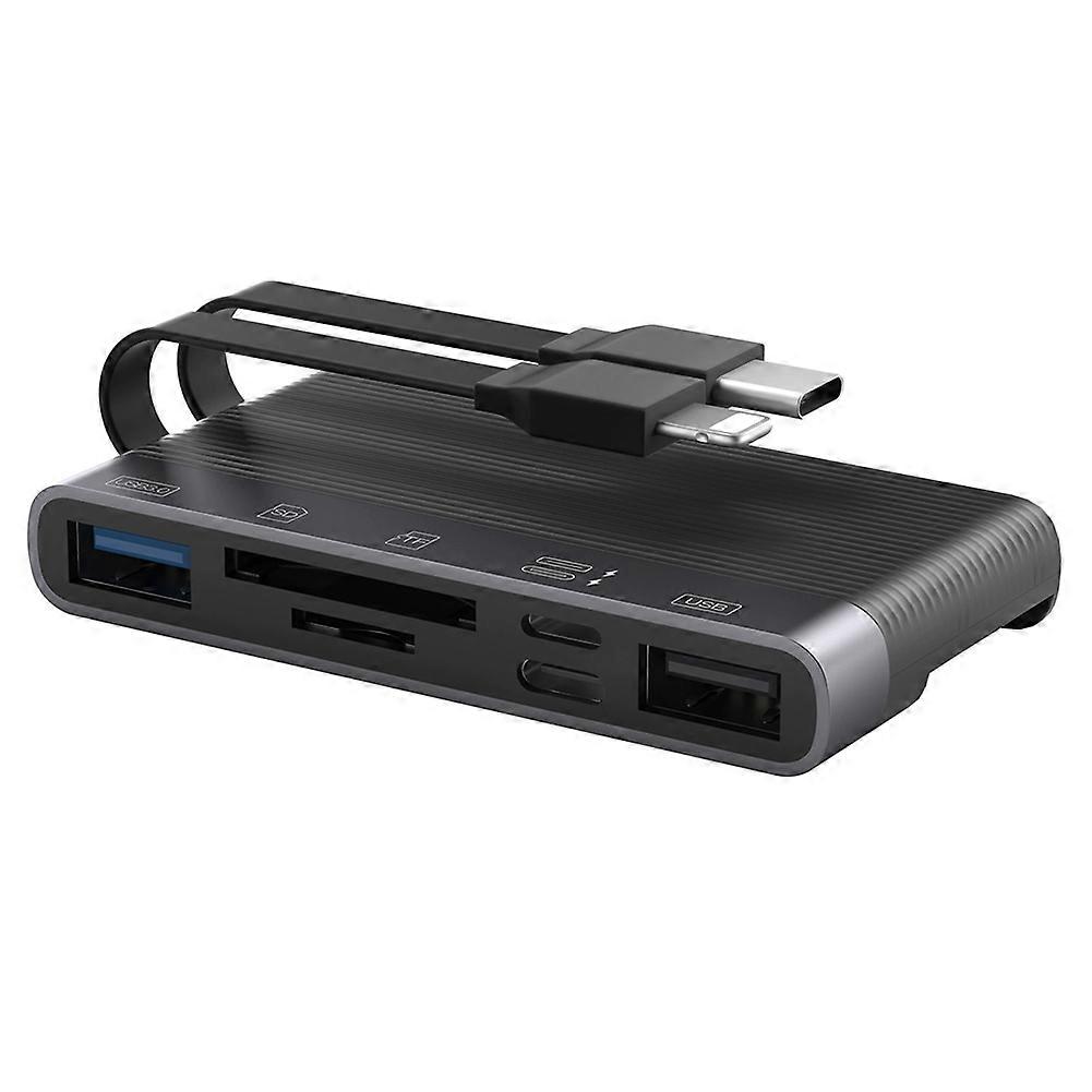 USB C Lightning Docking Station with Multiport Adapter Hub SD Card Reader USB Dongle