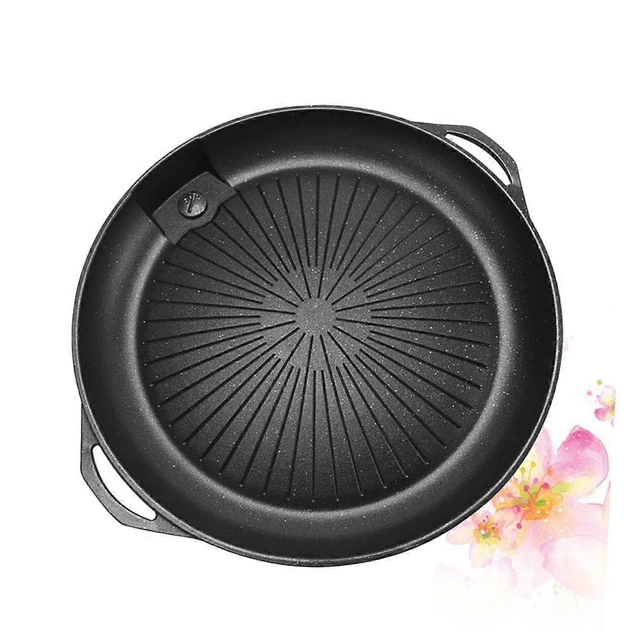 Portable BBQ Grill Pan with Lid, NonStick Surface, Lightweight for Outdoor Camping