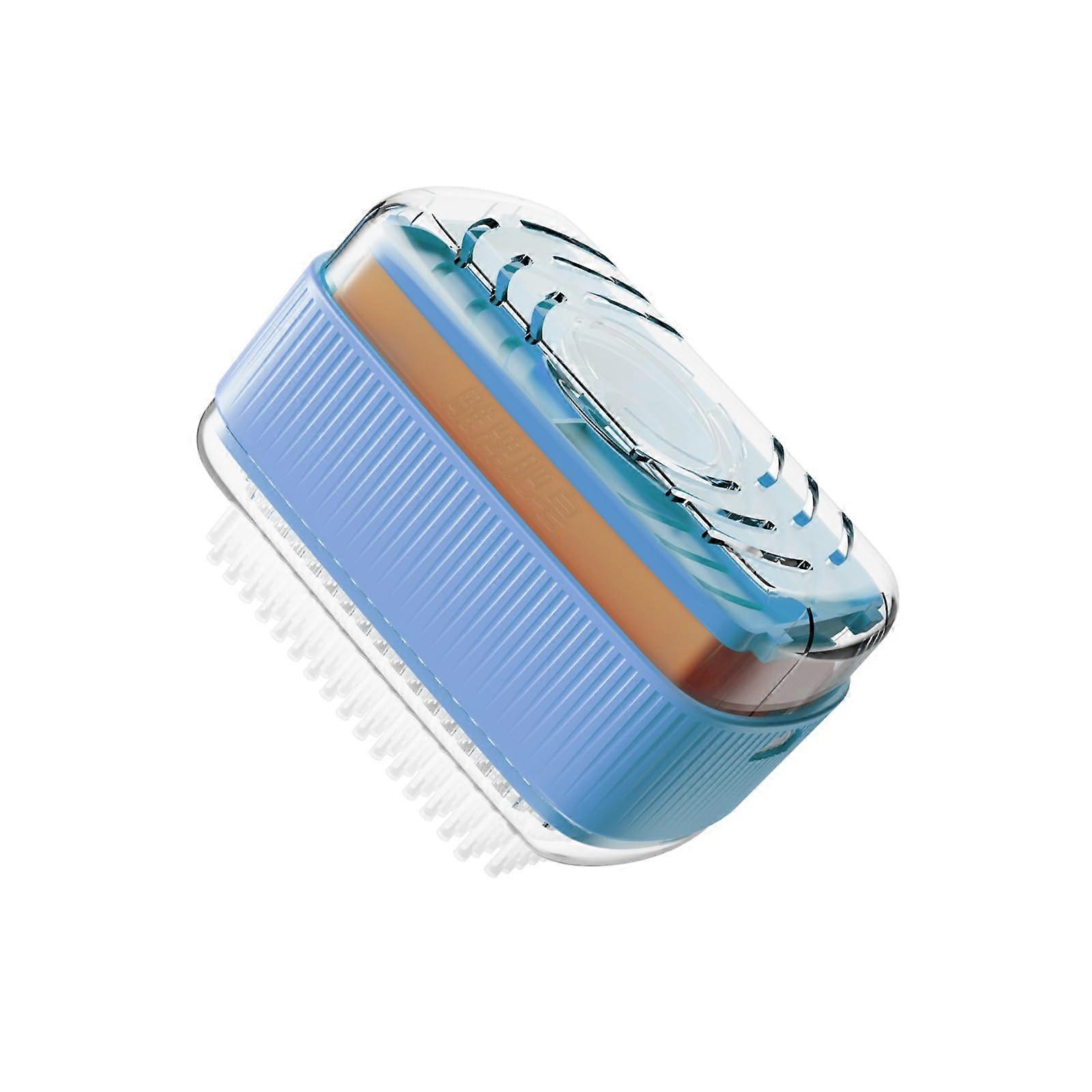 3in1 Soap Dispenser with Brush and Roller, Comfortable Grip for Bathroom Kitchen (Blue)
