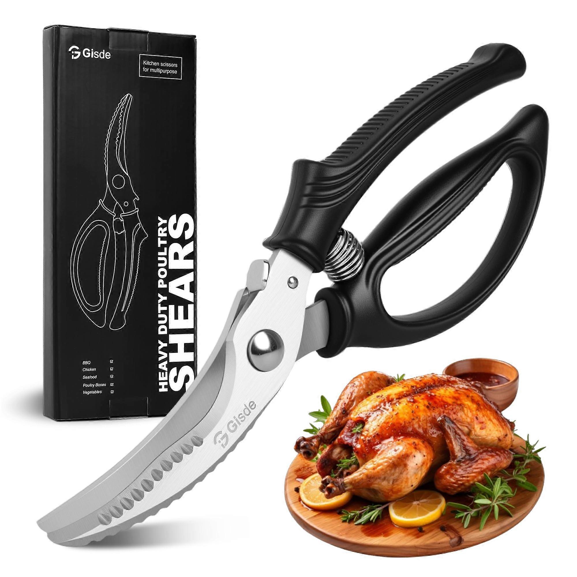 Heavy Duty Kitchen Shears Poultry Scissors with Spring Loaded Grip for Meat and Bone Cutting