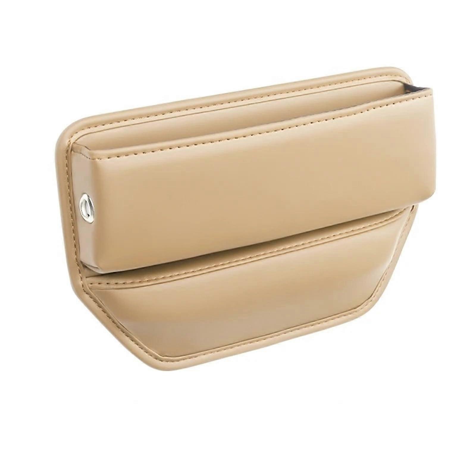 Car Seat Gap Organizer Leather with Center Console Cup Holder and Extra Storage Basic Beige