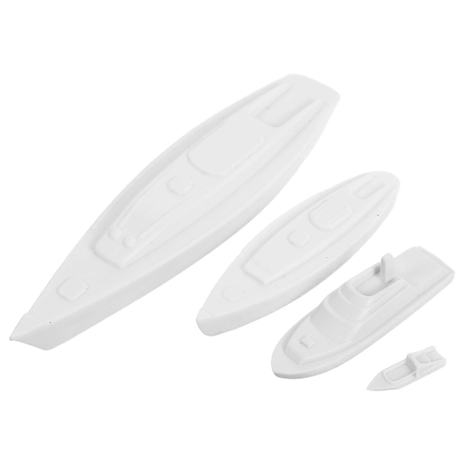 Plastic White Mini Sailboat Model Decoration for Kids Use 4Pcs Set