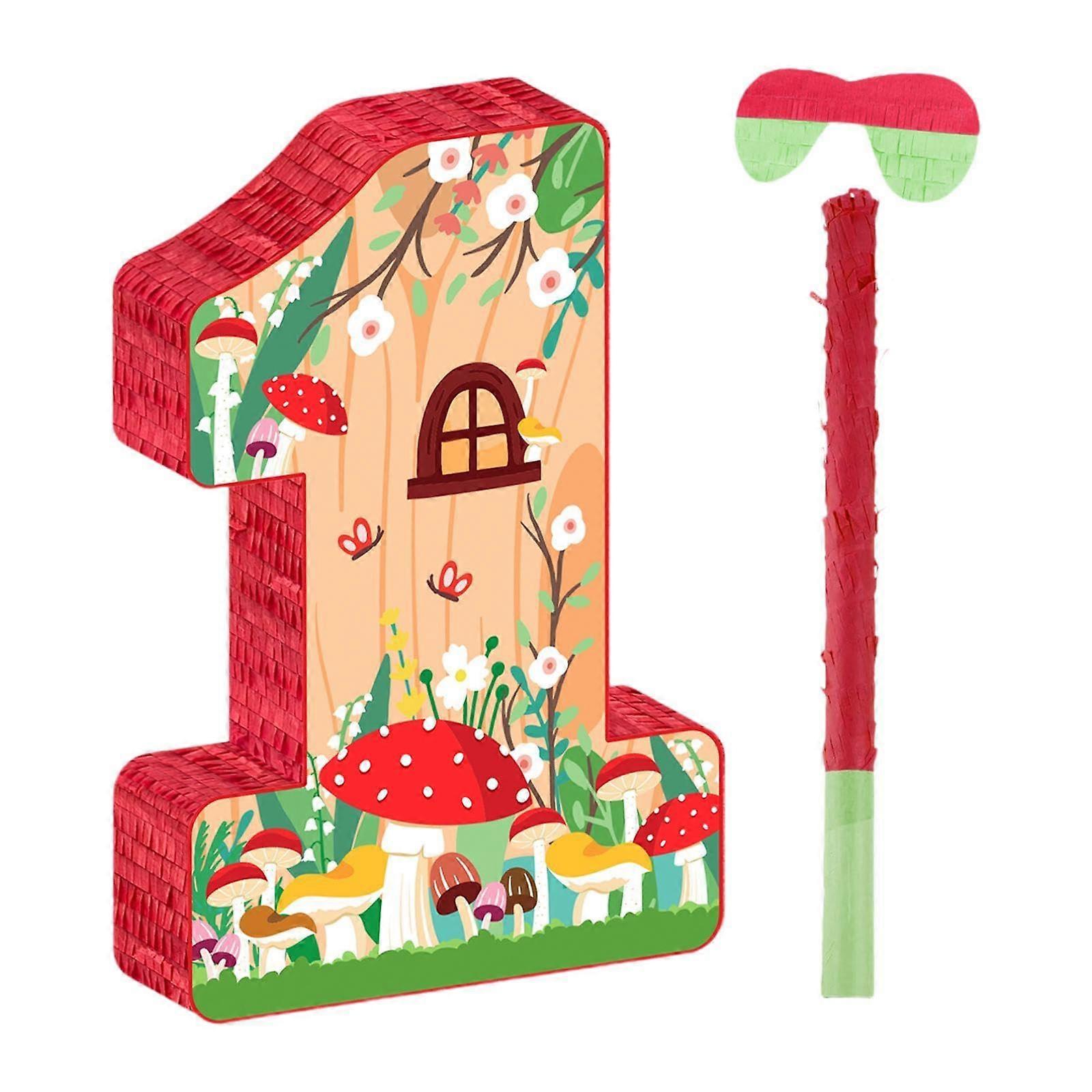 Number 1 Pinata for Birthday Party Decorations, Colorful Fillable Game with Stick for Kids Fiesta