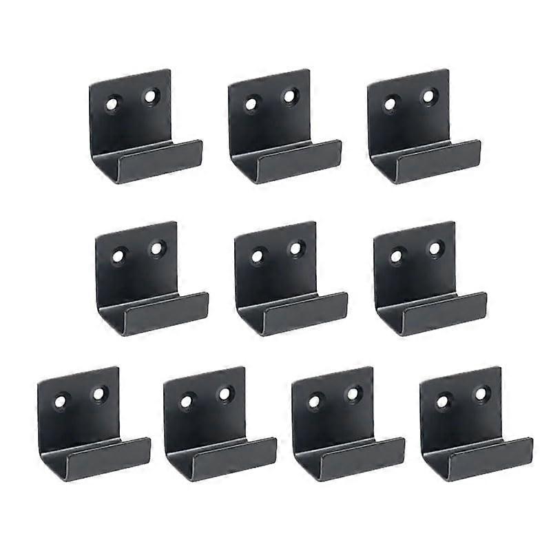 Black Metal Wall Mount Brackets with Tile Display Hooks, Heavy Duty Corner Design, 10 Pack