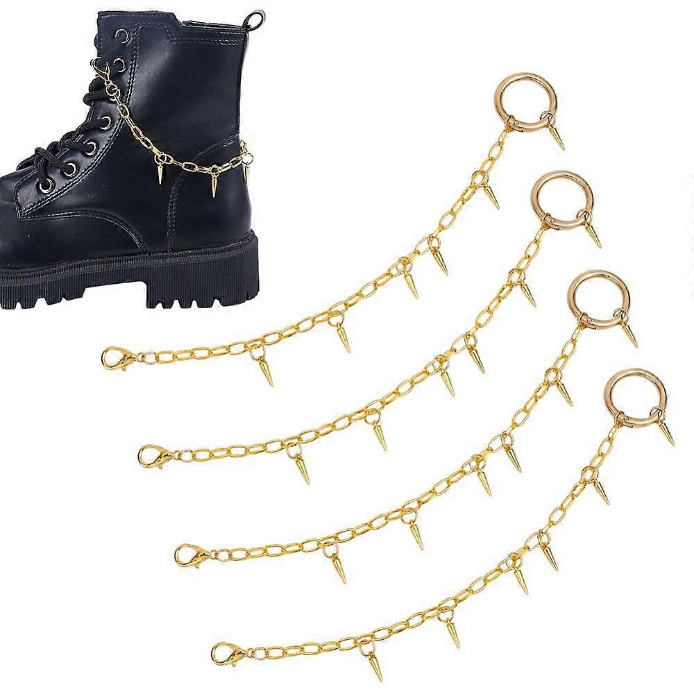 4pcs Alloy Strap Chains with Alloy Spring Gate Rings Rivet Golden 260mm