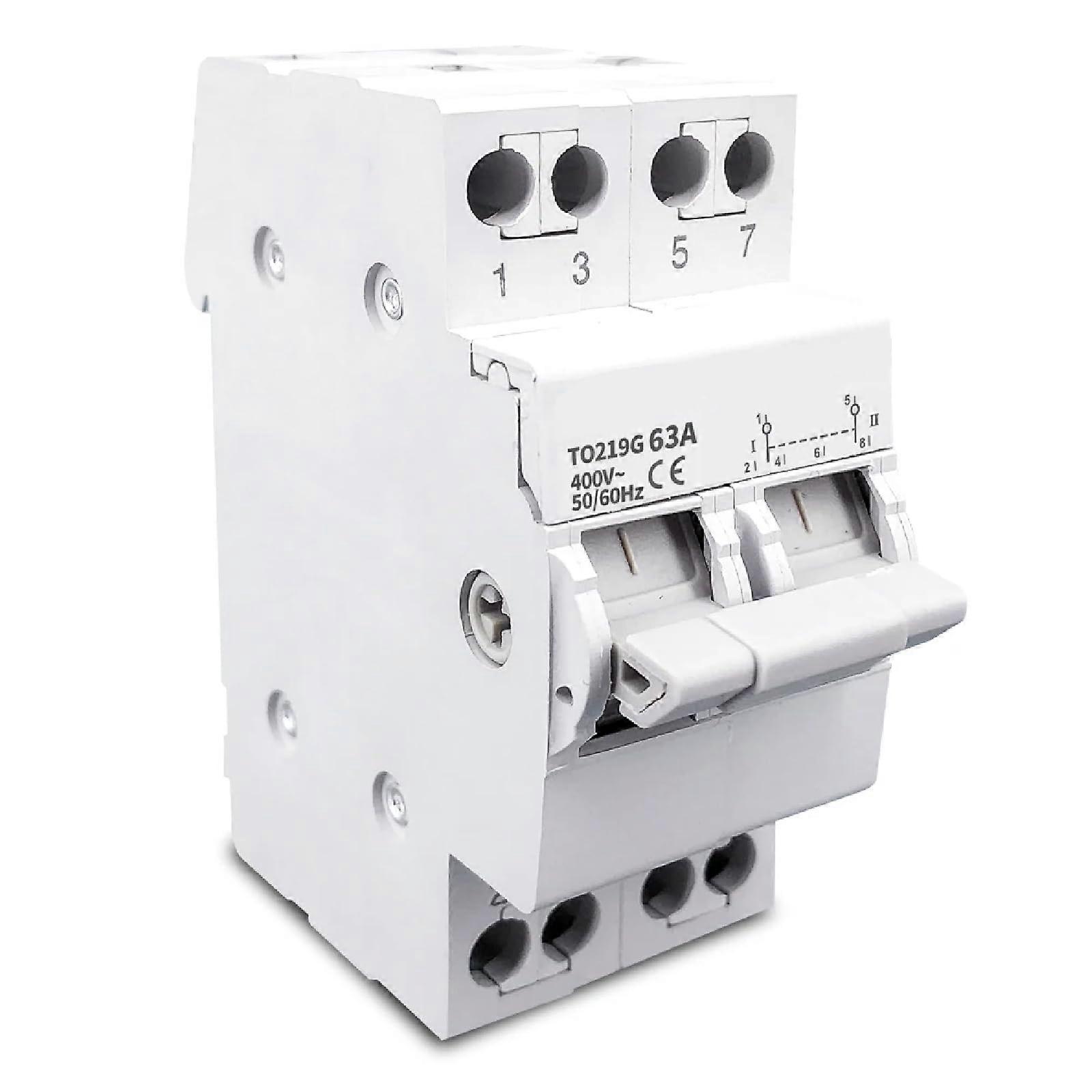 Manual Transfer Switch 63A 400V Dual Power Interlock Switch with DIN Rail Mount for Safe Control