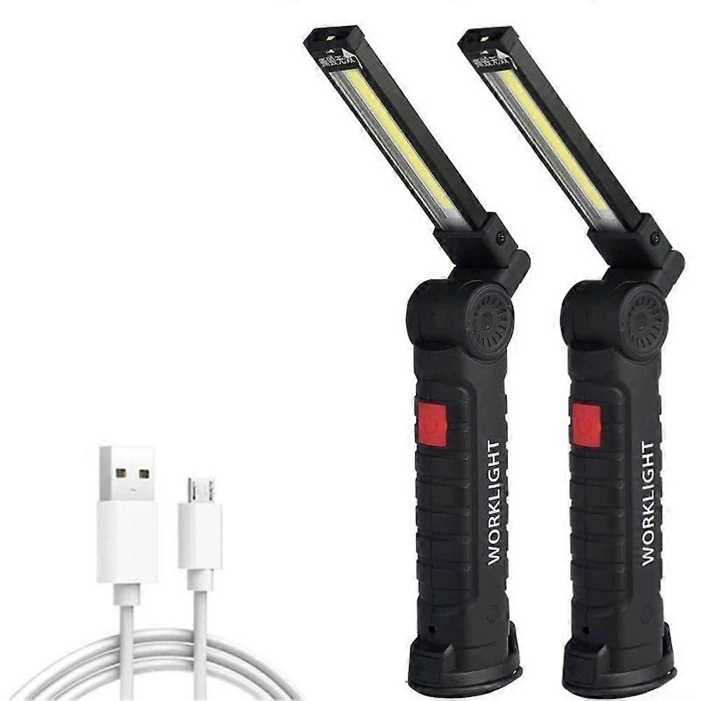 2Pack Rechargeable LED Work Lights with Magnetic Base, 360 Rotation,Versatile Lighting for Repairs, Outdoors Work