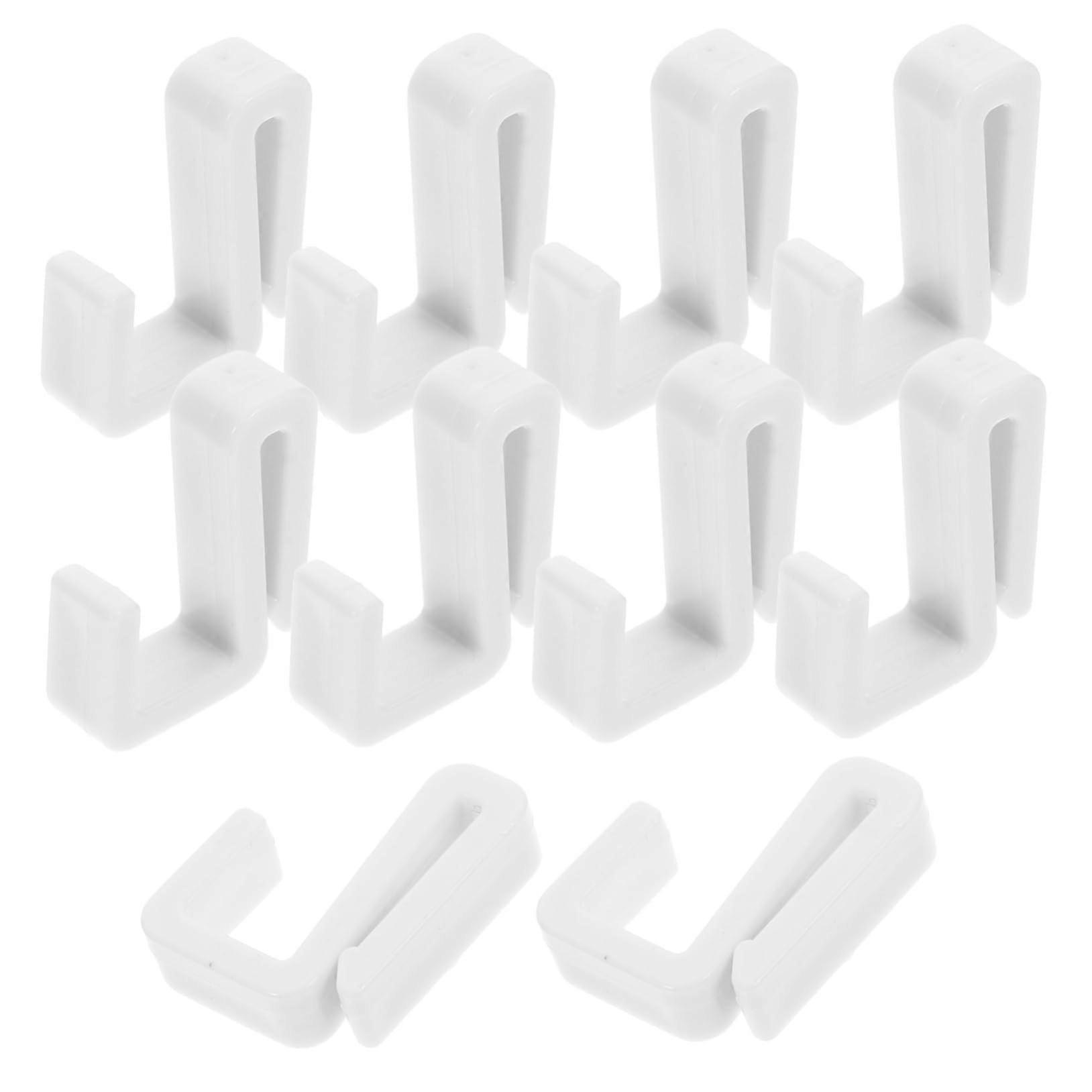 10pcs White Plastic Pegboard Hooks J Shape for Garage Office Bathroom Quick ClipOn Storage