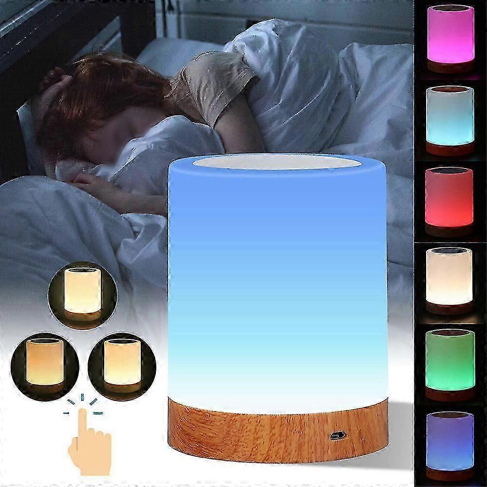 6 Colour Changing Usb Led Night Light Bedside Table Touch Dimmable Lamp