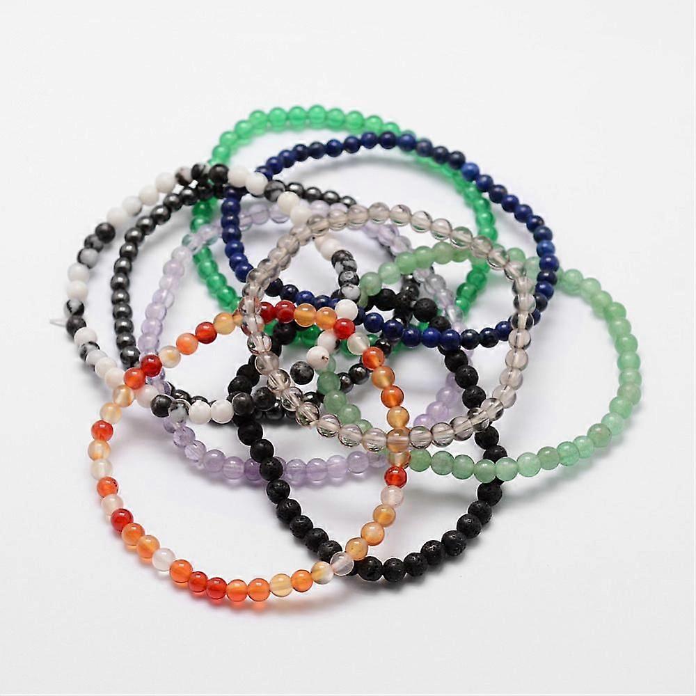 Natural Gemstone Beaded Stretch Bracelets Round 52mm Bead: 4~5mm in diameter