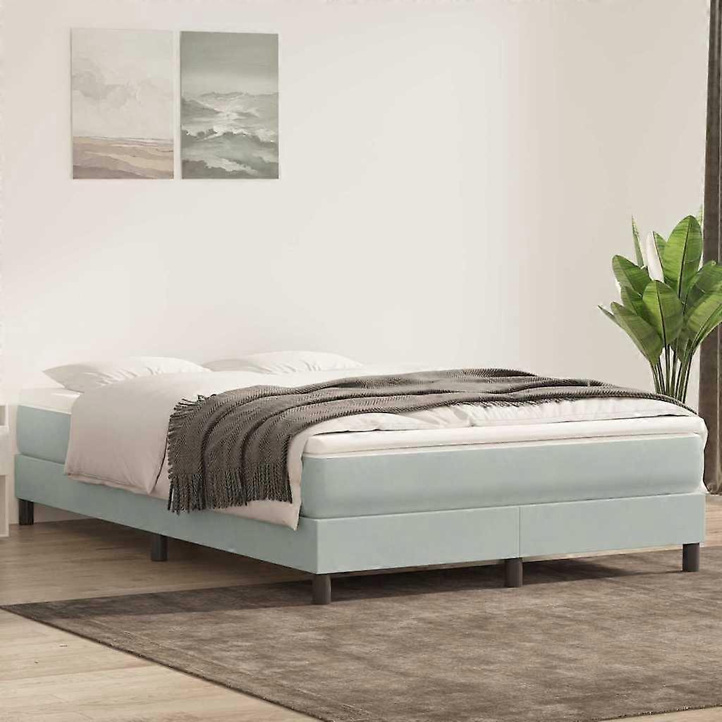 Boxspringbett mit Matratze Hellgrau 140x220 cm Samt