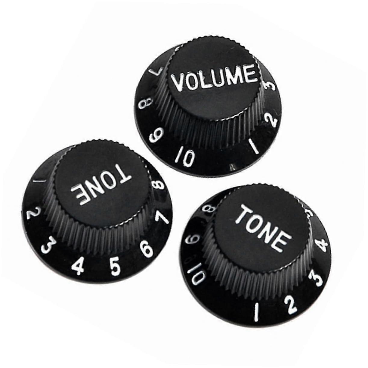 3pcs Black Guitar Knobs for Volume and Tone, Vintage Style Replacement for Electric Guitar